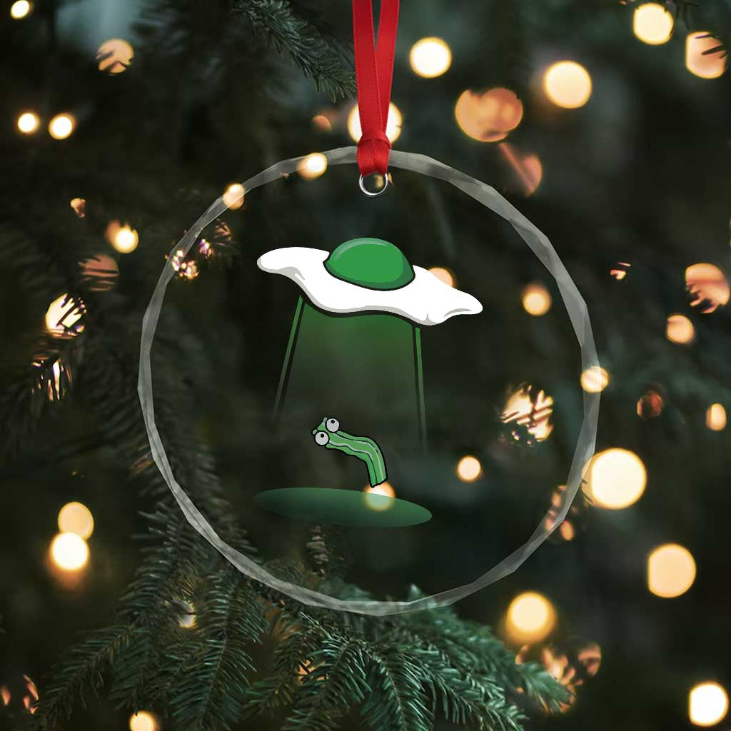 Funny Irish St Patricks Day Crystal Glass Ornament UFO Egg Bacon Abduction Funny