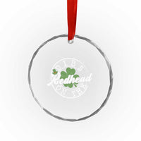 Funny Irish St Patricks Day Dibs On The Redhead Crystal Glass Ornament Retro Lucky Shamrock