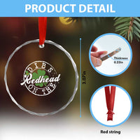 Funny Irish St Patricks Day Dibs On The Redhead Crystal Glass Ornament Retro Lucky Shamrock