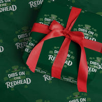 Funny Irish St Patricks Day Dibs On The Redhead Wrapping Paper Roll Lucky Shamrock Clovers