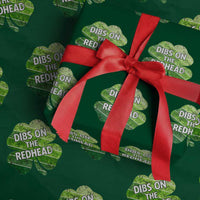 Funny Irish St Patricks Day Dibs On The Redhead Wrapping Paper Roll Retro Vintage Lucky Shamrock
