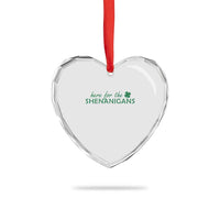 Funny Irish St Patricks Day Heart Crystal Glass Ornament Here For The Shenanigan Shamrock
