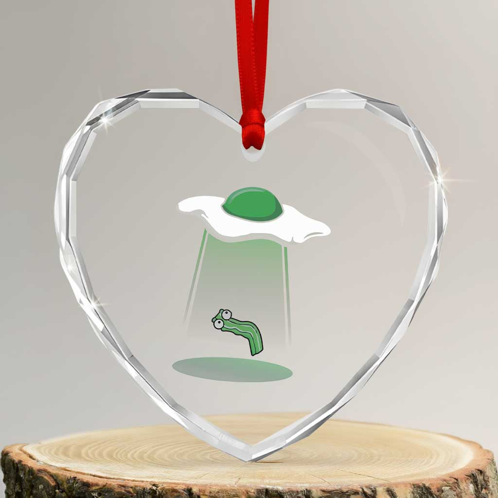 Funny Irish St Patricks Day Heart Crystal Glass Ornament UFO Egg Bacon Abduction Funny
