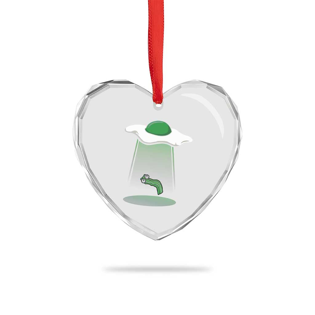 Funny Irish St Patricks Day Heart Crystal Glass Ornament UFO Egg Bacon Abduction Funny
