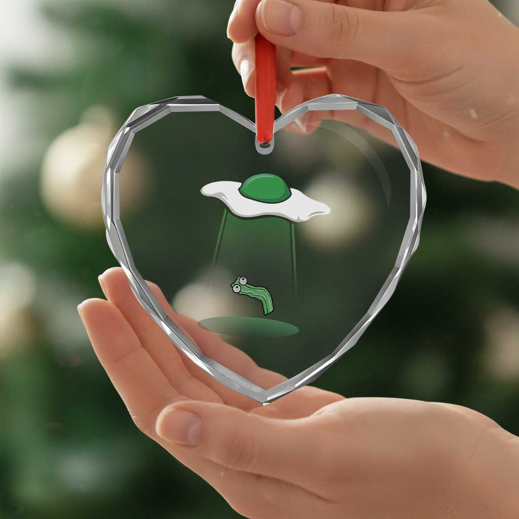 Funny Irish St Patricks Day Heart Crystal Glass Ornament UFO Egg Bacon Abduction Funny