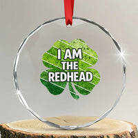 Funny Irish St Patricks Day Im The Redhead Crystal Glass Ornament Retro Vintage Lucky Shamrock