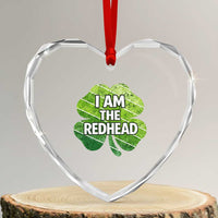 Funny Irish St Patricks Day Im The Redhead Heart Crystal Glass Ornament Retro Vintage Lucky Shamrock
