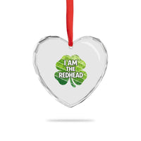 Funny Irish St Patricks Day Im The Redhead Heart Crystal Glass Ornament Retro Vintage Lucky Shamrock