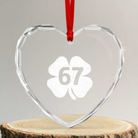 Funny Irish St Patricks Day Shamrock 67 Heart Crystal Glass Ornament Six Seven 6 7 Meme Gen Alpha Slang