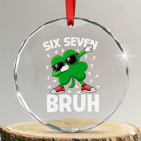 Funny Irish St Patricks Day Shamrock 67 Meme Crystal Glass Ornament Six Seven Bruh Gen Alpha Slang