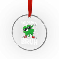 Funny Irish St Patricks Day Shamrock 67 Meme Crystal Glass Ornament Six Seven Bruh Gen Alpha Slang