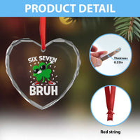 Funny Irish St Patricks Day Shamrock 67 Meme Heart Crystal Glass Ornament Six Seven Bruh Gen Alpha Slang