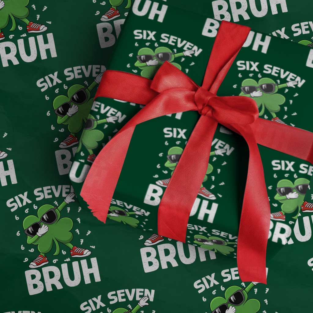Funny Irish St Patricks Day Shamrock 67 Meme Wrapping Paper Roll Six Seven Bruh Gen Alpha Slang