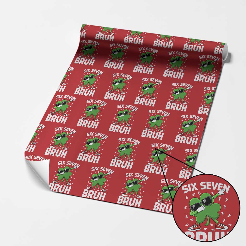 Funny Irish St Patricks Day Shamrock 67 Meme Wrapping Paper Roll Six Seven Bruh Gen Alpha Slang
