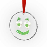 Funny Irish St Patricks Day Shamrock Crystal Glass Ornament Green Eggs Smile Brunch Breakfast