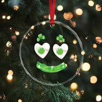 Funny Irish St Patricks Day Shamrock Crystal Glass Ornament Green Eggs Smile Brunch Breakfast