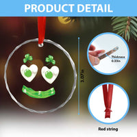 Funny Irish St Patricks Day Shamrock Crystal Glass Ornament Green Eggs Smile Brunch Breakfast
