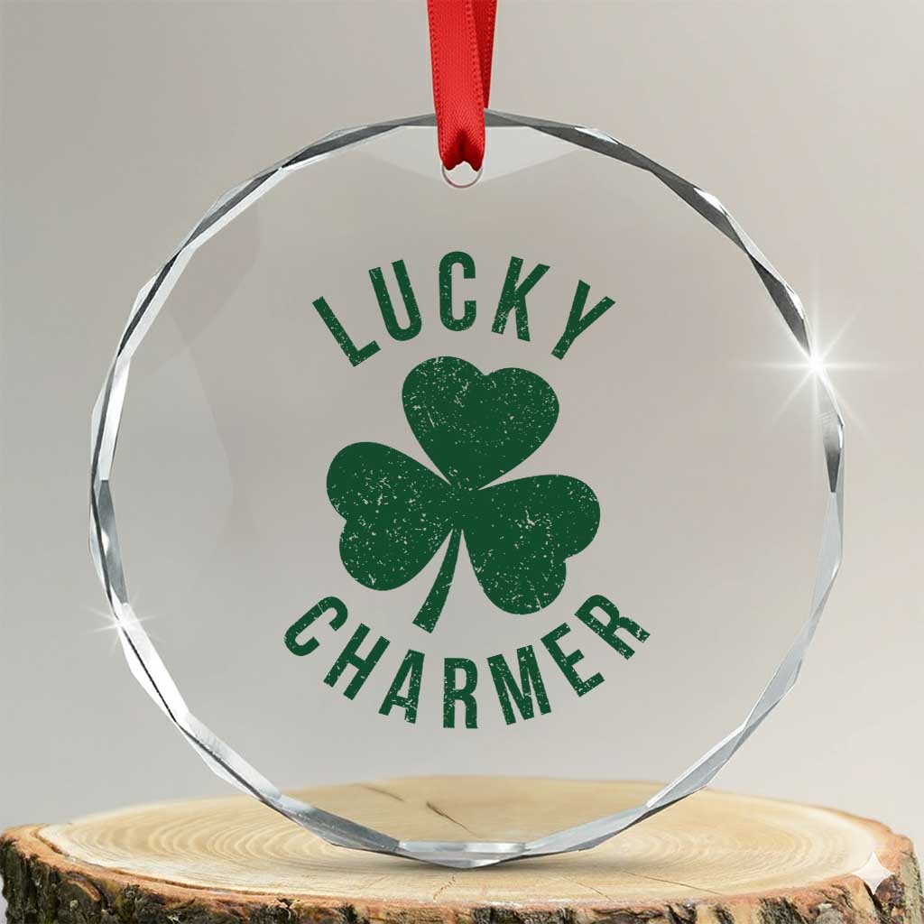 Funny Irish St Patricks Day Shamrock Crystal Glass Ornament Lucky Charmer
