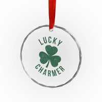 Funny Irish St Patricks Day Shamrock Crystal Glass Ornament Lucky Charmer