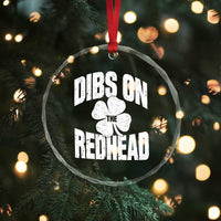 Funny Irish St Patricks Day Shamrock Dibs On The Redhead Crystal Glass Ornament