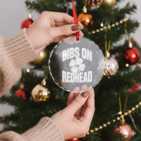 Funny Irish St Patricks Day Shamrock Dibs On The Redhead Crystal Glass Ornament