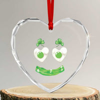 Funny Irish St Patricks Day Shamrock Heart Crystal Glass Ornament Green Eggs Smile Brunch Breakfast