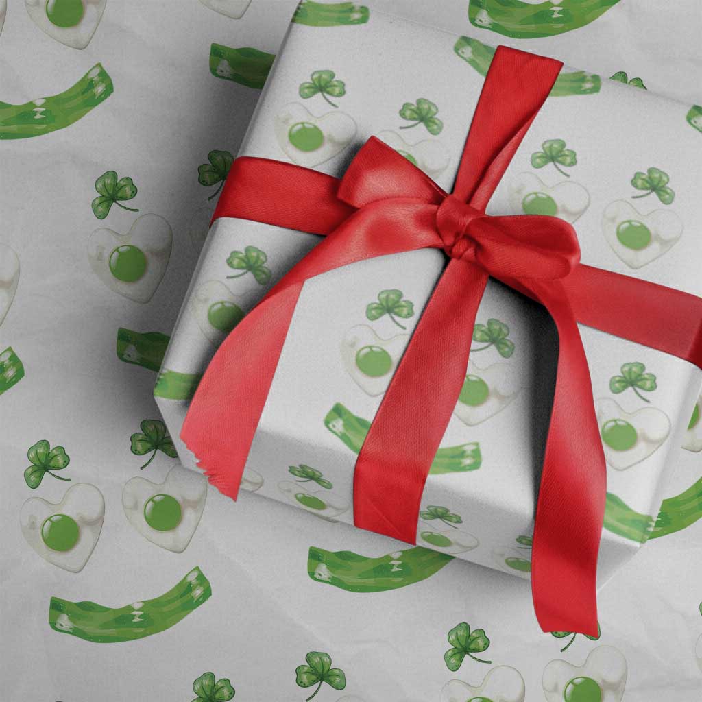 Funny Irish St Patricks Day Shamrock Wrapping Paper Roll Green Eggs Smile Brunch Breakfast