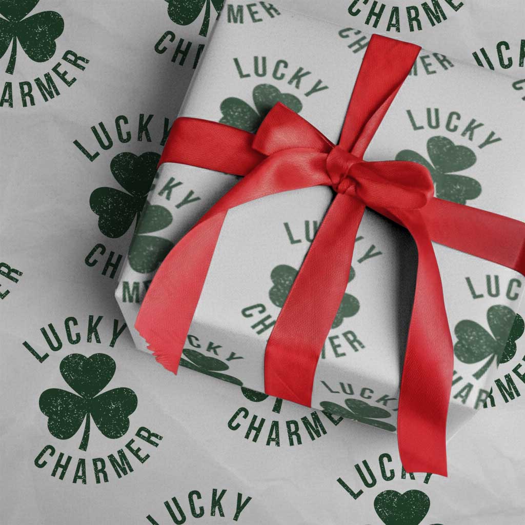 Funny Irish St Patricks Day Shamrock Wrapping Paper Roll Lucky Charmer