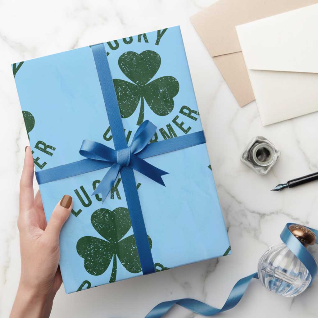 Funny Irish St Patricks Day Shamrock Wrapping Paper Roll Lucky Charmer
