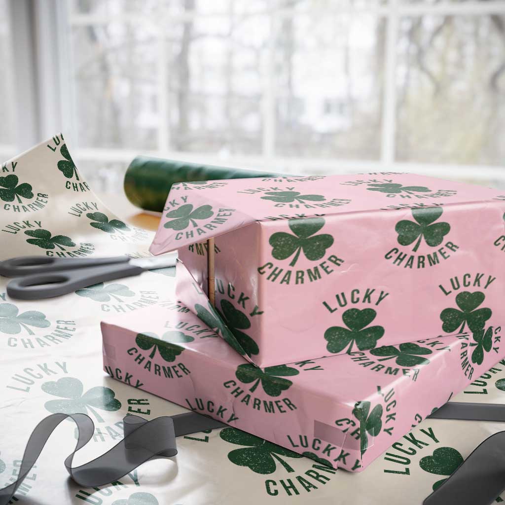 Funny Irish St Patricks Day Shamrock Wrapping Paper Roll Lucky Charmer