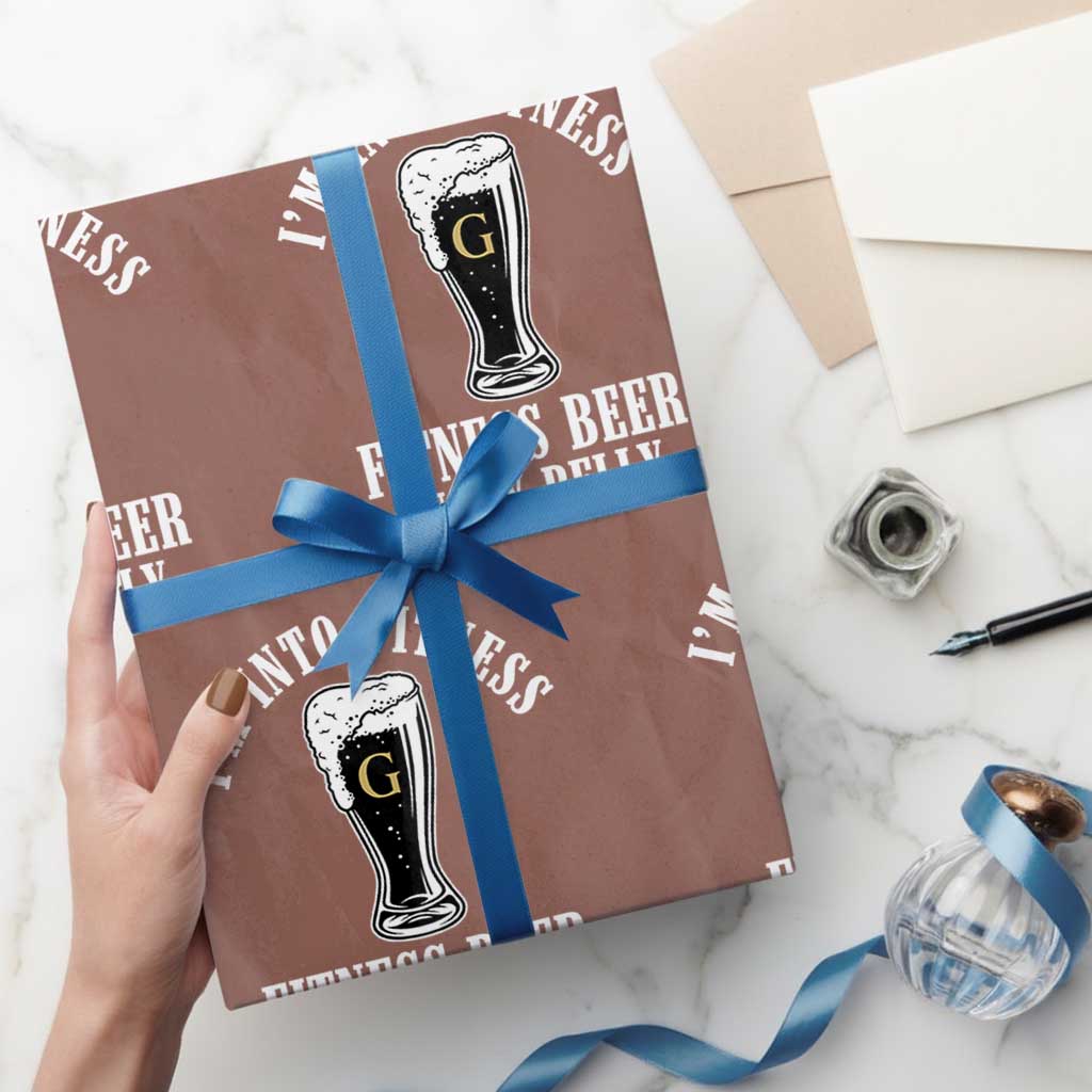 Funny Irish Stout Drinking Wrapping Paper Roll I Am Into Fitness Fitting Beer In My Belly