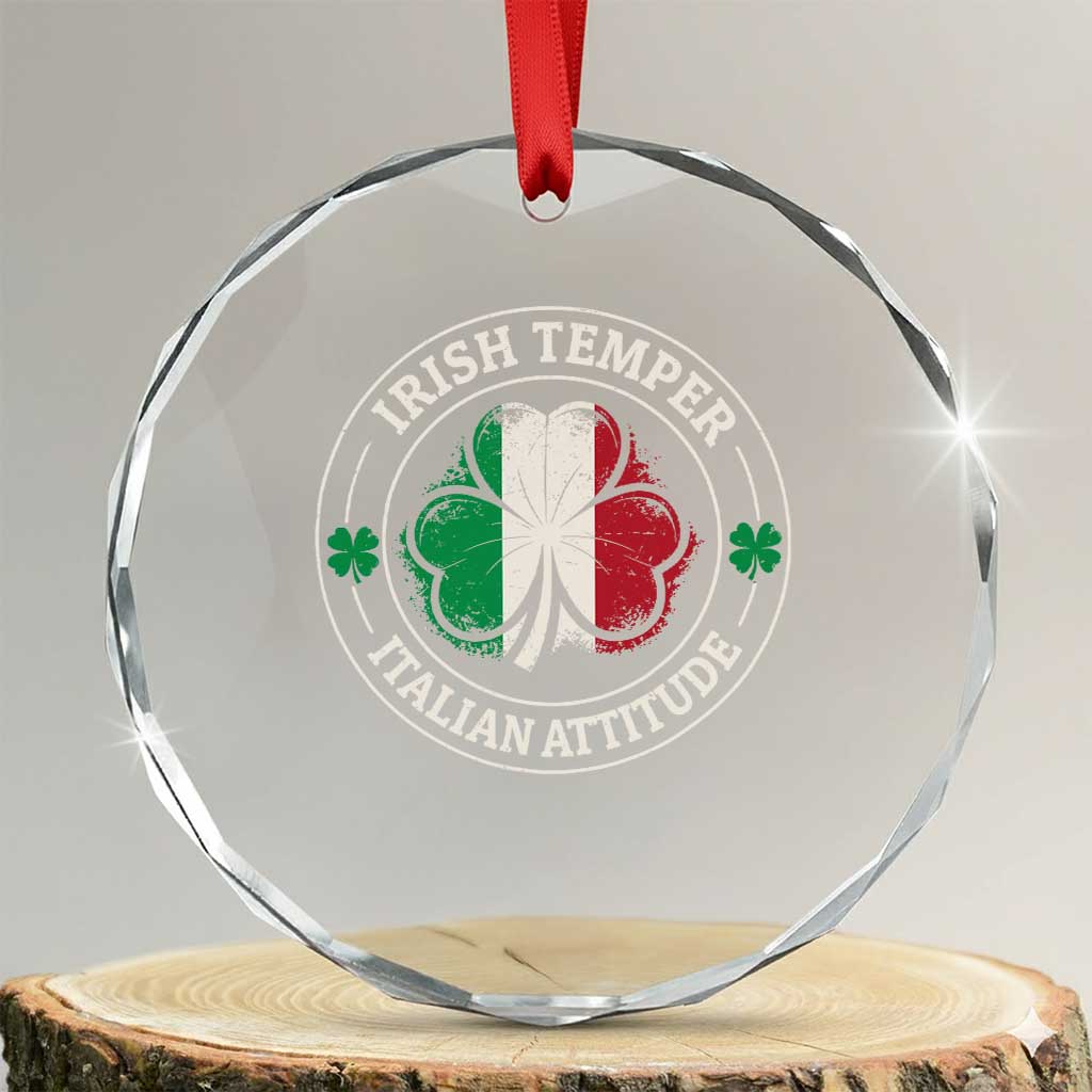 Funny Irish Temper Italian Attitude Crystal Glass Ornament Irish Italian Pride Vintage Shamrock