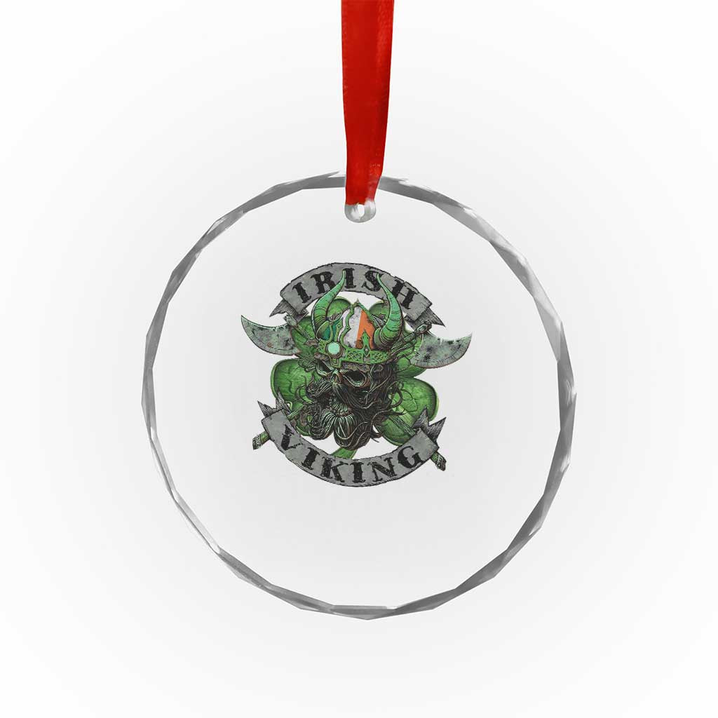 Funny Irish Viking Crystal Glass Ornament Vintage Shamrock Celtic Viking Skull - Wonder Print Shop