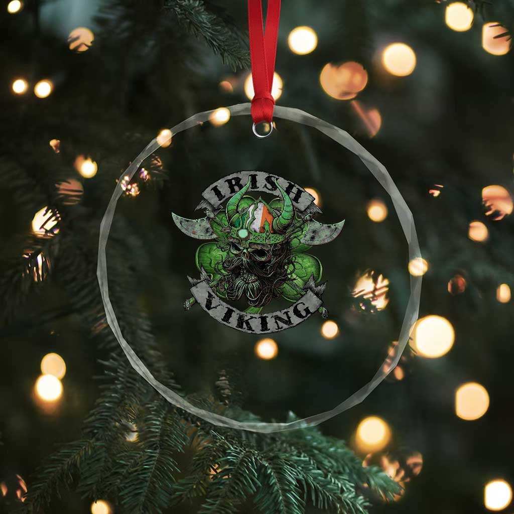 Funny Irish Viking Crystal Glass Ornament Vintage Shamrock Celtic Viking Skull - Wonder Print Shop