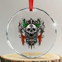 Funny Irish Warrior Crystal Glass Ornament Vintage Skull Celtic Cross Ireland Flag - undefined