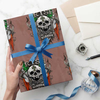 Funny Irish Warrior Wrapping Paper Roll Vintage Skull Celtic Cross Ireland Flag - Wonder Print Shop