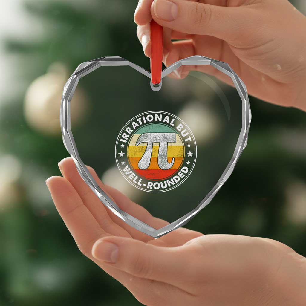 Funny Irrational But Well Rounded Pi Day Heart Crystal Glass Ornament