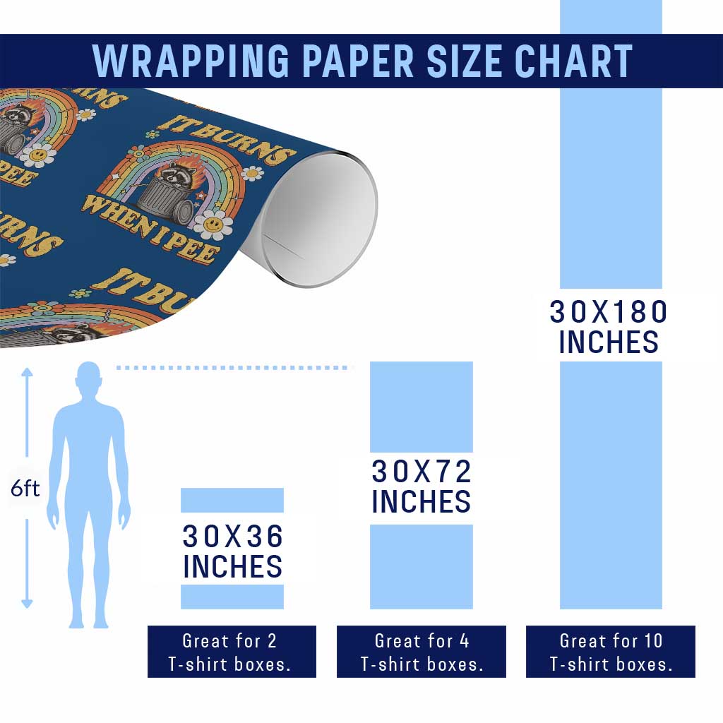 Funny It Burns When I Pee Wrapping Paper Roll Sarcastic Burning Racoon Meme - Wonder Print Shop