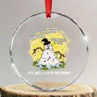 Funny It Is Fine I Am Fine Everything Is Fine Its Just A Little Meltdown Crystal Glass Ornament Christmas Snowman - Wonder Print Shop