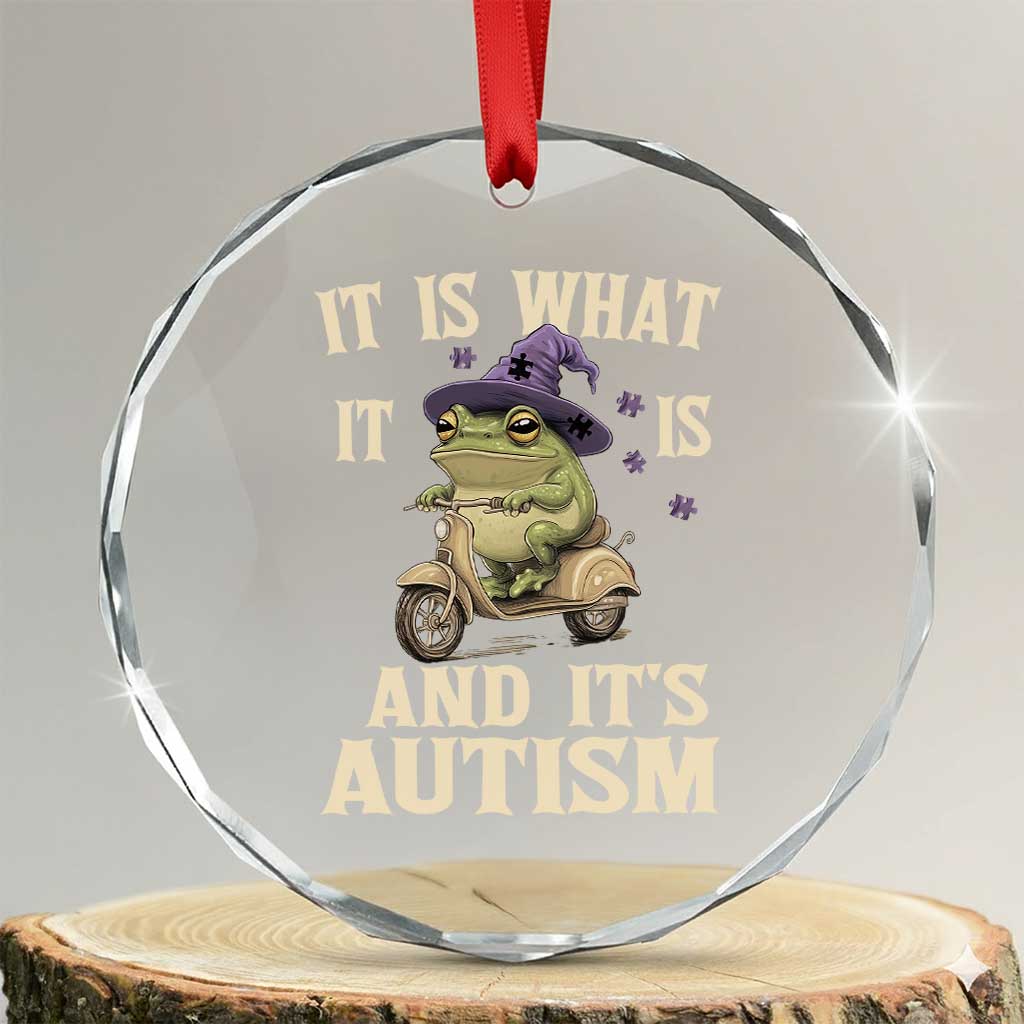Funny It Is What It Is And It's Autism Crystal Glass Ornament Meme Autism Awareness Frog