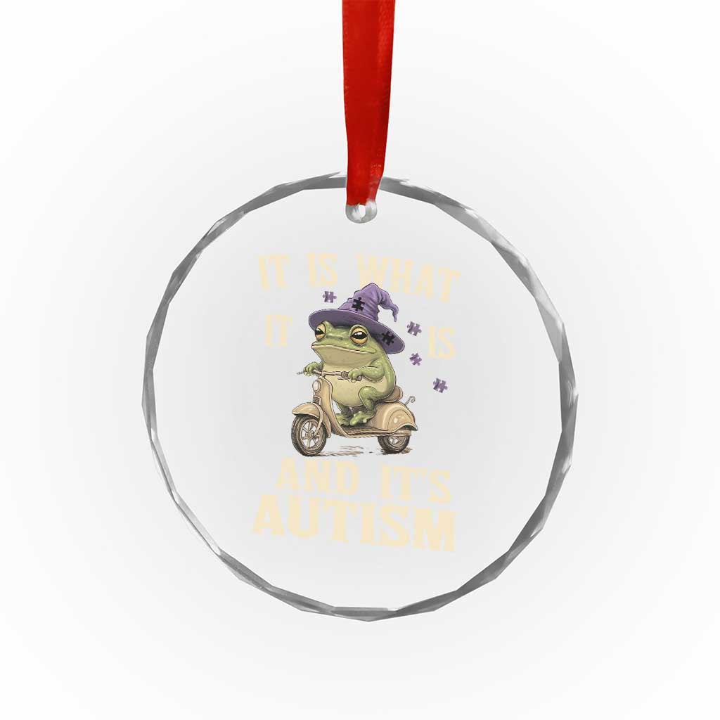 Funny It Is What It Is And It's Autism Crystal Glass Ornament Meme Autism Awareness Frog