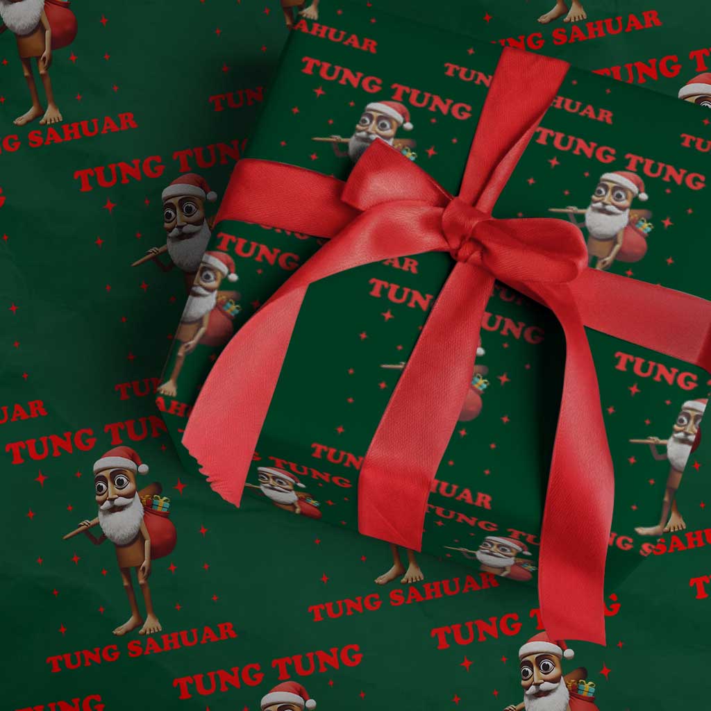 Funny Italian Brainrot Christmas Wrapping Paper Roll Tung Tung Tung Sahur Meme - Wonder Print Shop
