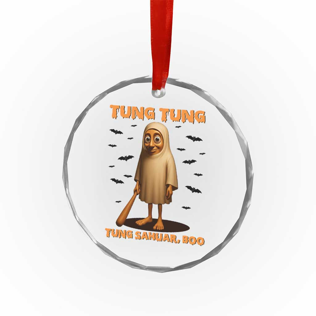 Funny Italian Brainrot Halloween Crystal Glass Ornament Tung Tung Tung Sahur Meme - Wonder Print Shop