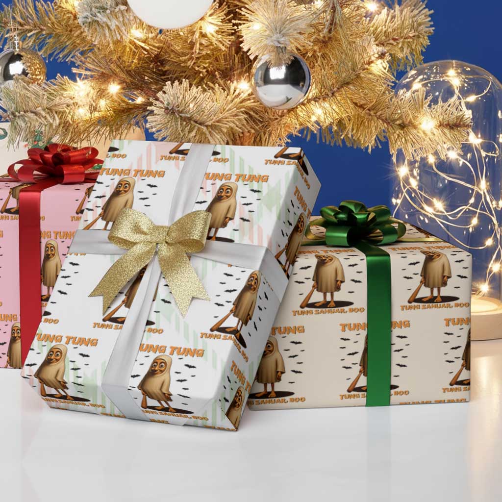 Funny Italian Brainrot Halloween Wrapping Paper Roll Tung Tung Tung Sahur Meme - Wonder Print Shop