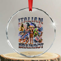 Funny Italian Brainrot Meme 4th of July Crystal Glass Ornament