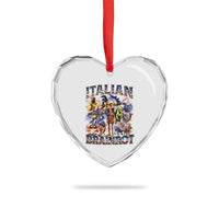 Funny Italian Brainrot Meme 4th of July Heart Crystal Glass Ornament