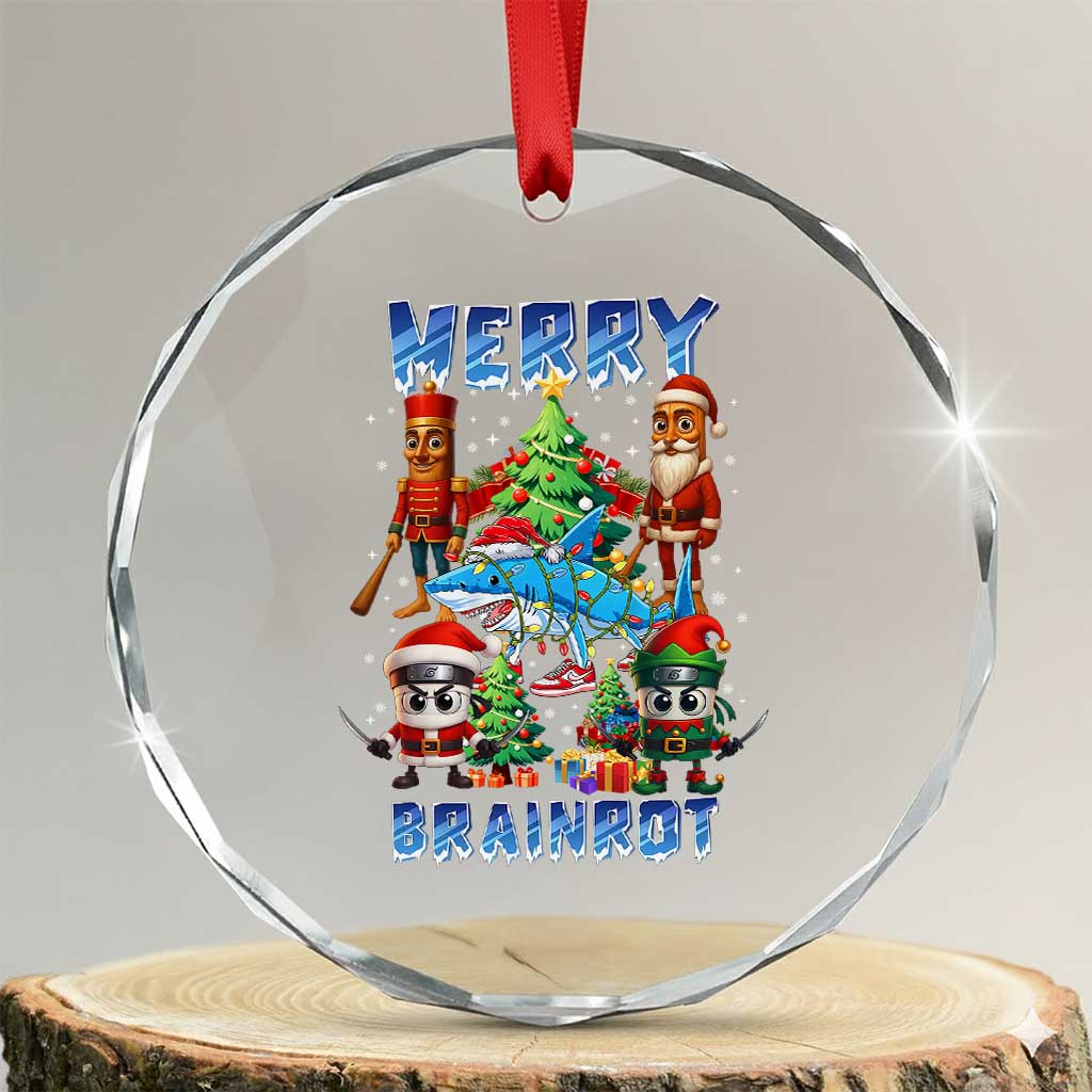Funny Italian Brainrot Meme Christmas Crystal Glass Ornament Merry Brainrot Xmas Gen Alpha - Wonder Print Shop