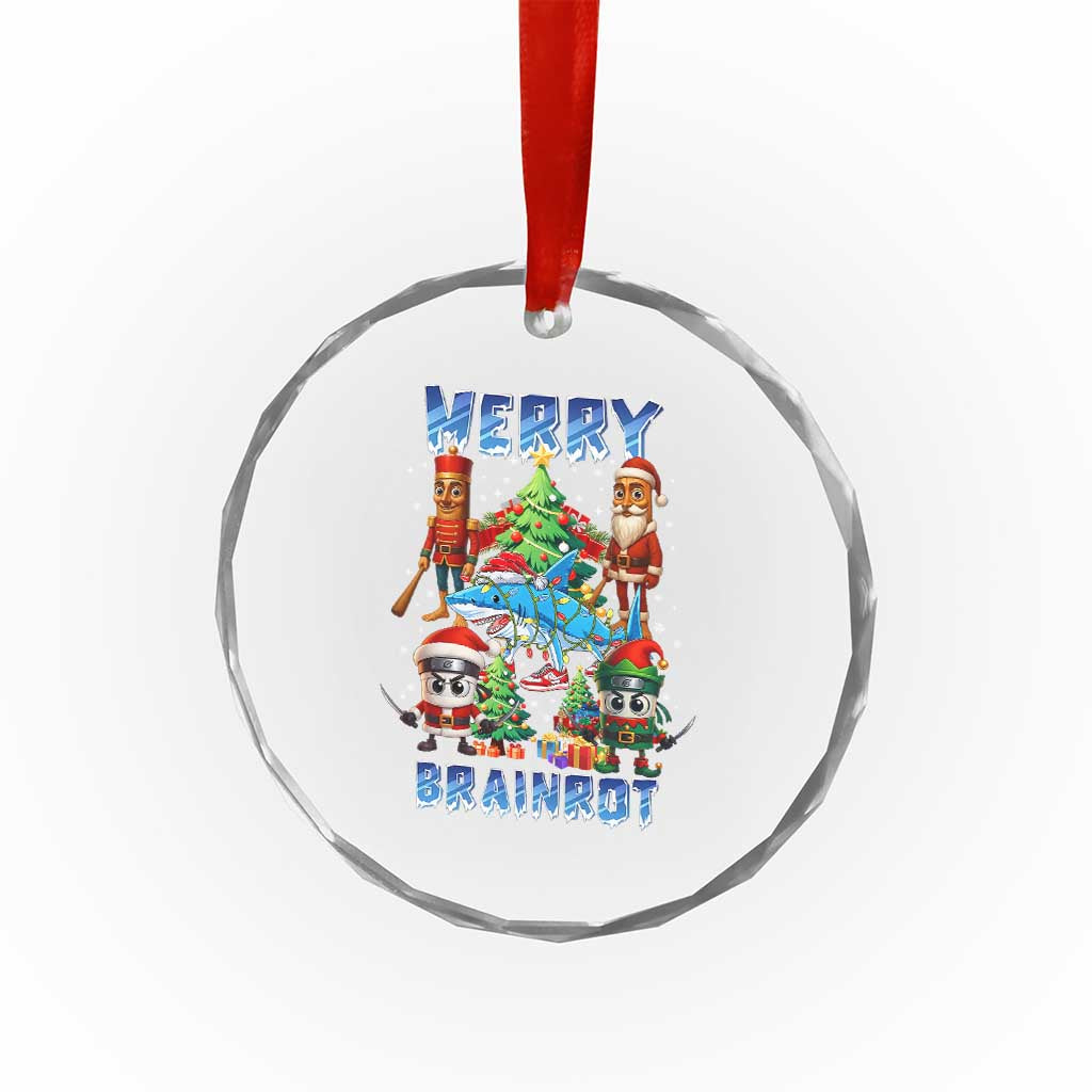 Funny Italian Brainrot Meme Christmas Crystal Glass Ornament Merry Brainrot Xmas Gen Alpha - Wonder Print Shop