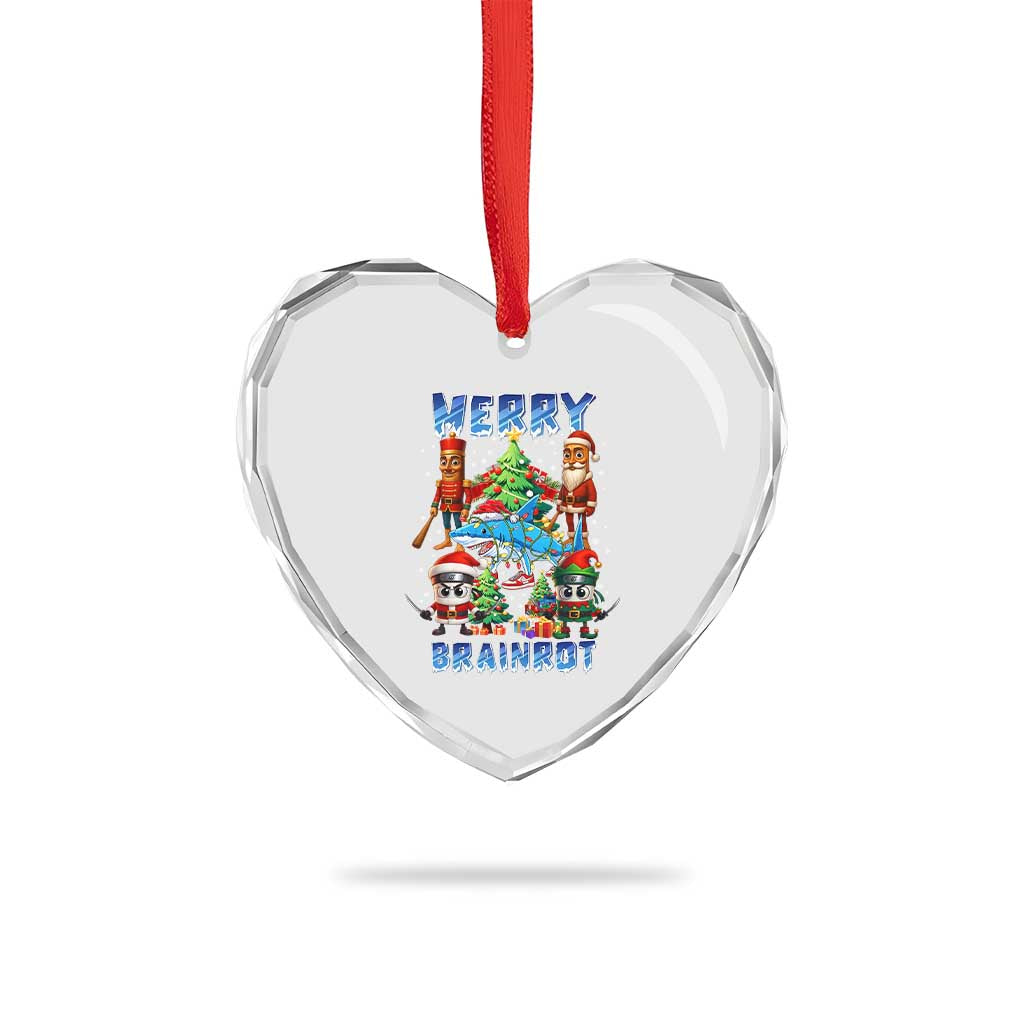 Funny Italian Brainrot Meme Christmas Heart Crystal Glass Ornament Merry Brainrot Xmas Gen Alpha - Wonder Print Shop