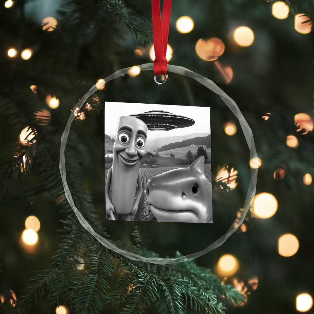Funny Italian Brainrot Meme Crystal Glass Ornament Funny Tung Tung Tung Sahur Tralalero Tralala Selfie